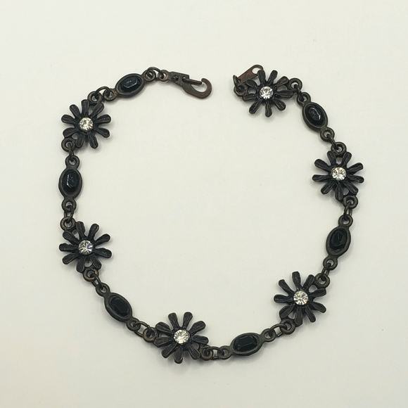 Vintage Dainty Daisy With Rhinestone Center Brownish Bronze Metal 8.5" long - Picture 5 of 9